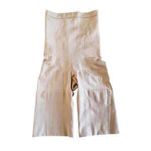 Spanx High Waisted Mid Thigh Shapewear Shorts Nude Beige Size Large